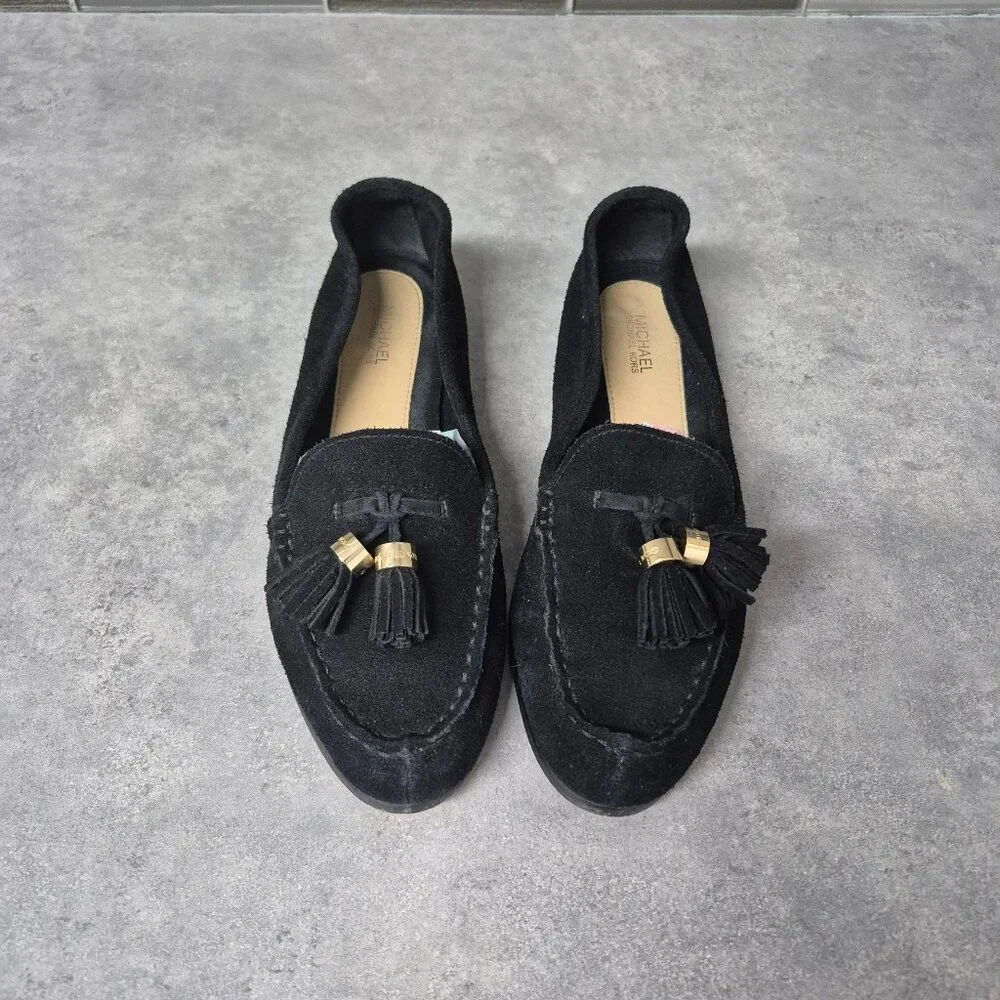 7 Michael Kors Black Suede Tassel Loafers - Picture 2 of 9